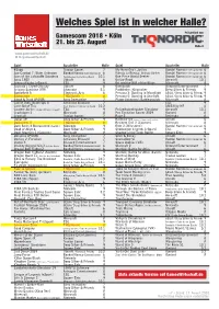 Gamescom 2018 Spiele-Liste