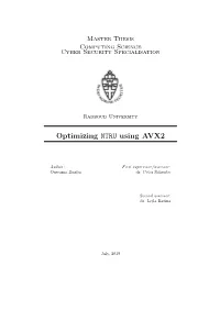 Optimizing NTRU Using AVX2