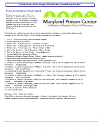 Poison Control Center Activity Report