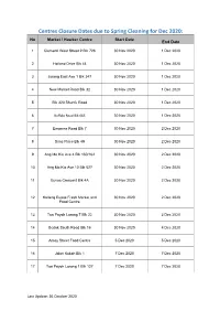 Centres Closure Dates Due to Spring Cleaning for Dec 2020