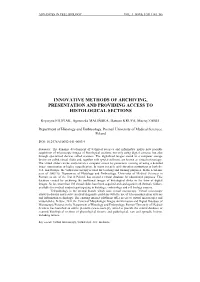 Innovative Methods of Archiving, Presentation and Providing Access to Histological Sections