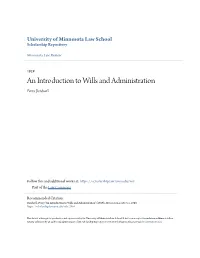An Introduction to Wills and Administration Percy Bordwell