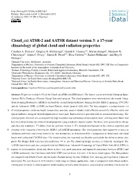 Cloud Cci ATSR-2 and AATSR Dataset Version 3: a 17-Year Climatology of Global Cloud and Radiation Properties Caroline A