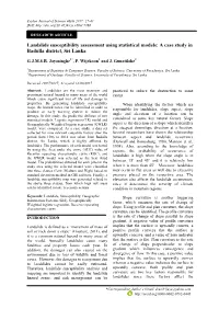 Landslide Susceptibility Assessment Using Statistical Models: a Case Study in Badulla District, Sri Lanka