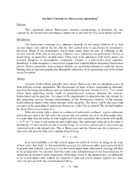 Rate Constant for Fluorescence Quenching: Anthracene