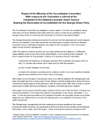 Report of the Minority of the Accreditation Committee with Respect To