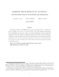 Reserve Price Effects in Auctions: Estimates from Multiple Rd