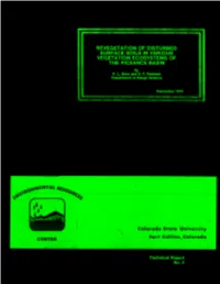 REVEGETATION of DISTURBED SURFACE SOILS in VARIOUS VEGETATION ECOSYSTEMS of the PICEANCE BASIN by P