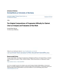 Ten Original Compositions of Progressive Difficulty for Clarinet Choir an Analysis and Evaluation of This Work