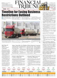 Timeline for Easing Business Restrictions Outlined