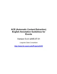 ACE Event Descriptions