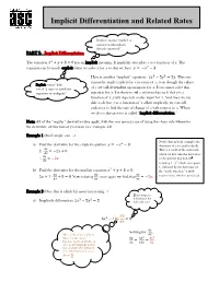 Implicit Differentiation and Related Rates