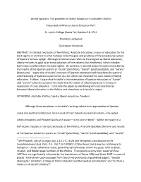 Servile Spartans: the Problems of Liberal Education in Aristotle's