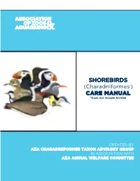 SHOREBIRDS (Charadriiformes*) CARE MANUAL *Does Not Include Alcidae