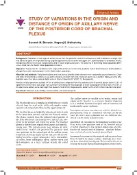 Study of Variations in the Origin and Distance of Origin of Axillary Nerve Ijcrr of the Posterior Cord of Brachial Plexus