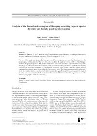 Analysis of the Transdanubian Region of Hungary According to Plant Species Diversity and Floristic Geoelement Categories