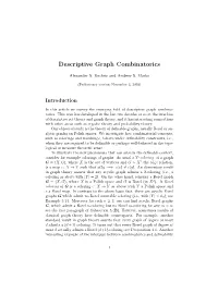 Descriptive Graph Combinatorics