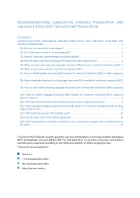 Faqs & Recommendations on LR and MT