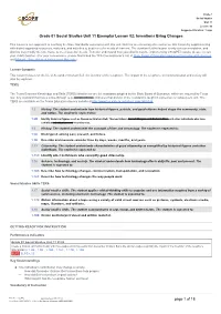 Grade 01 Social Studies Unit 11 Exemplar Lesson 02: Inventions Bring Changes