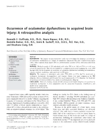 Occurrence of Oculomotor Dysfunctions in Acquired Brain Injury: a Retrospective Analysis