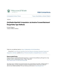 Stable Manifold Computation Via Iterative Forward-Backward Runge-Kutta Type Methods