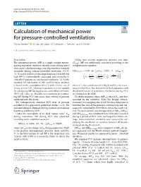 Calculation of Mechanical Power for Pressure-Controlled Ventilation