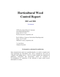 Horticultural Weed Control Report