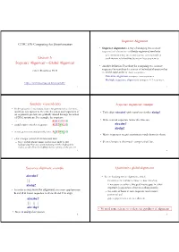 Lecture 5: Sequence Alignment – Global Alignment