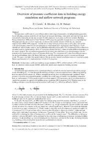 Overview of Pressure Coefficient Data in Building Energy Simulation and Airflow Network Programs