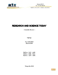Research and Science Today No. 1(15)/2018