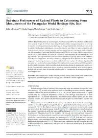 Substrate Preferences of Ruderal Plants in Colonizing Stone Monuments of the Pasargadae World Heritage Site, Iran