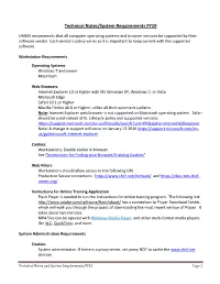 Technical Notes/System Requirements FY19