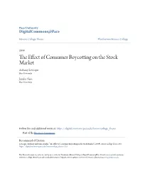 The Effect of Consumer Boycotting on the Stock Market" (2019)