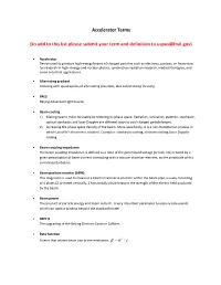 Accelerator Terms (To Add to This List