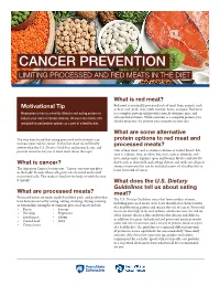 Cancer Prevention Limiting Processed and Red Meats in the Diet
