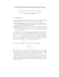 Generic Programming with Dependent Types