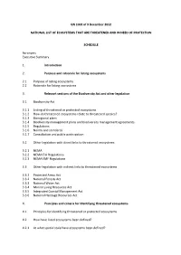 GN 1002 of 9 December 2012 NATIONAL LIST of ECOSYSTEMS