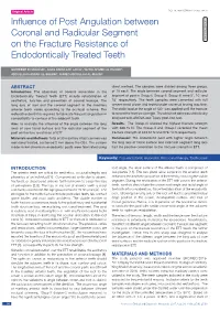 Influence of Post Angulation Between Coronal and Radicular Segment on the Fracture Resistance of Dentistry Section Endodontically Treated Teeth