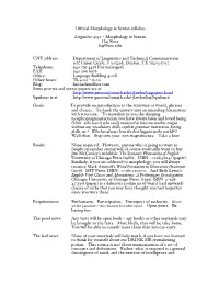 Official! Morphology & Syntax Syllabus