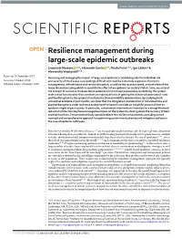Resilience Management During Large-Scale Epidemic Outbreaks