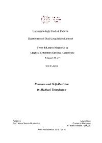 Revision and Self-Revision in Medical Translation