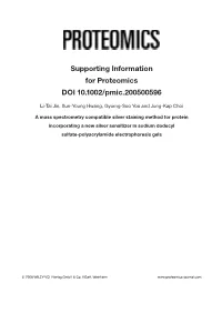 Supporting Information for Proteomics DOI 10.1002/Pmic.200500596