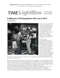 TIME in Memory of Photographers We Lost in 2011