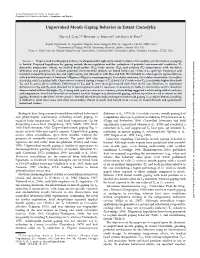 Unprovoked Mouth Gaping Behavior in Extant Crocodylia