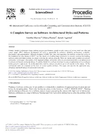 A Complete Survey on Software Architectural Styles and Patterns