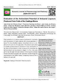 Evaluation of the Antioxidant Potential of Artisanal Liqueurs Produced from Fruits of the Caatinga Biome