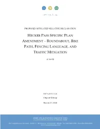 Hecker Pass Specific Plan Amendment – Roundabout, Bike Path, Fencing Language, and Traffic Mitigation