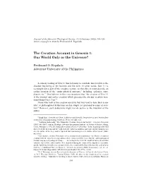 The Creation Account in Genesis 1: Our World Only Or the Universe?