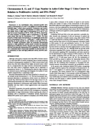 Chromosomes 8, 12, and 17 Copy Number in Astler-Coller Stage C Colon Cancer in Relation to Proliferative Activity and DNA Ploidy1