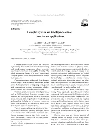 Complex System and Intelligent Control: Theories and Applications